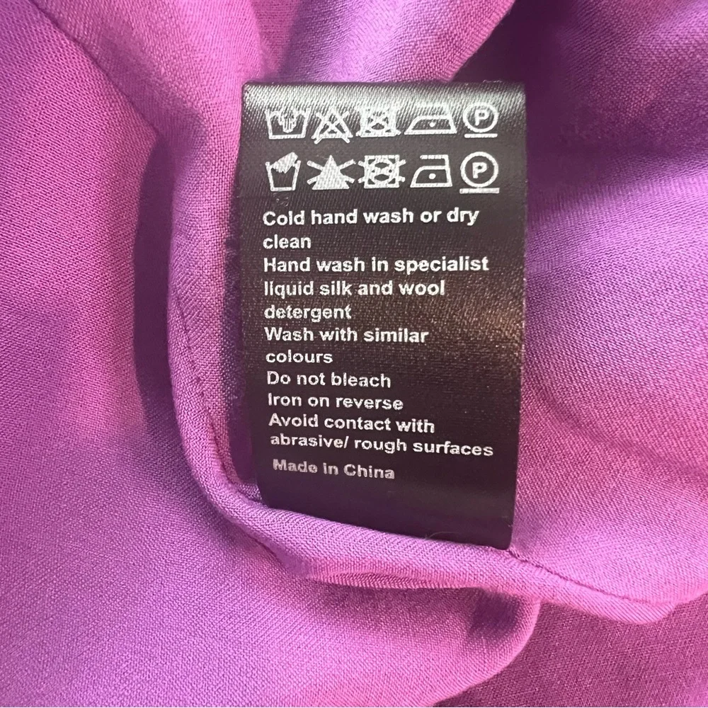 ME+EM Purple Cotton Silk Tiered Maxi Dress Ruched Puff Shoulder - Size 6 - Picture 6 of 8